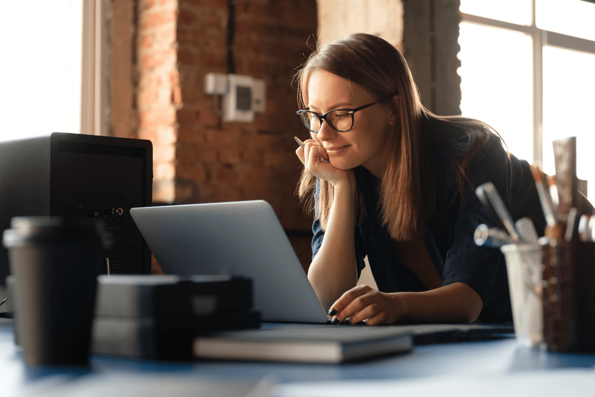 woman working at laptop